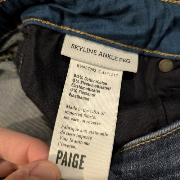 Paige Skyline Ankle Peg Jeans Women's 28 Dark Blue - Picture 3 of 8